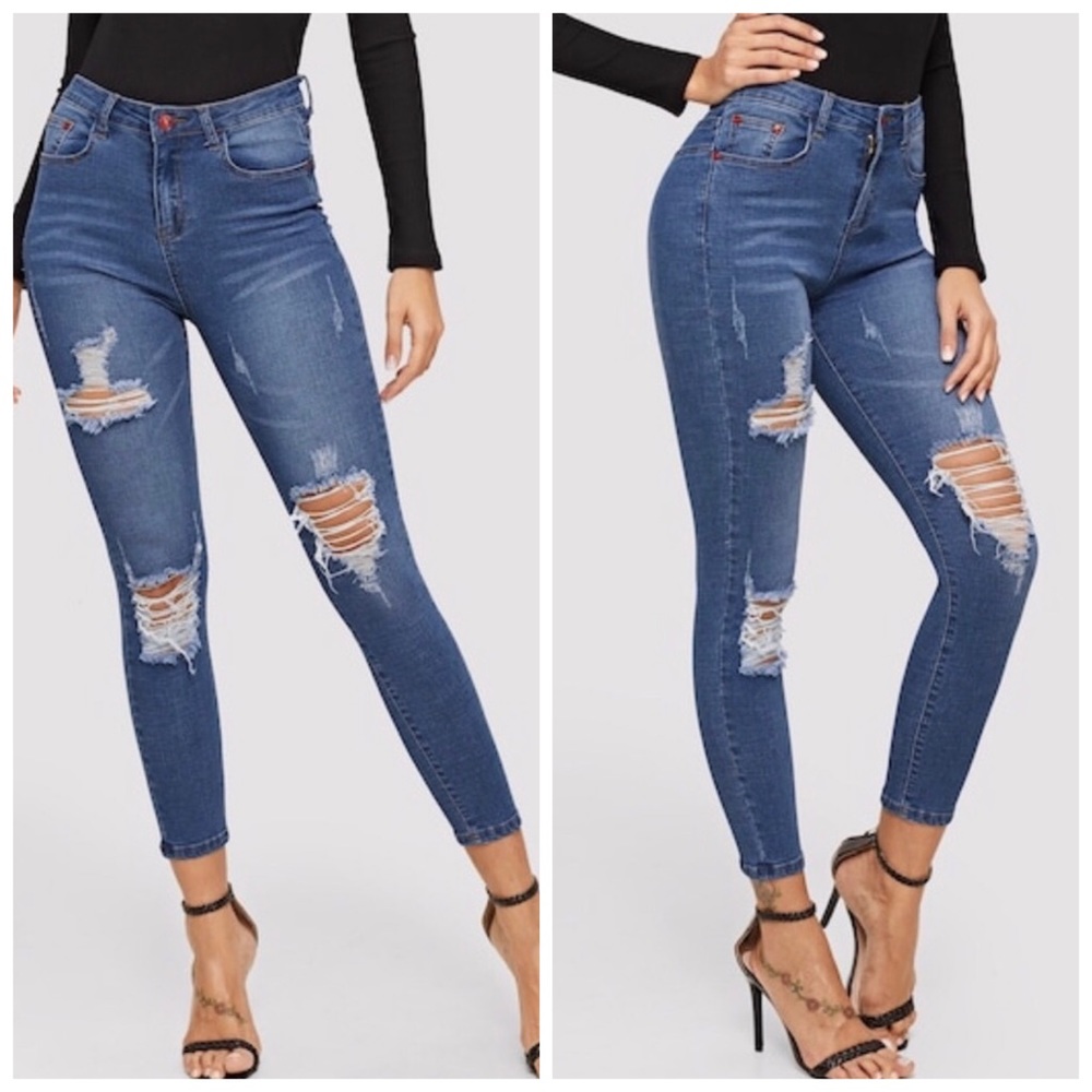 ♡ distressed high waisted skinny jeans ♡ - Picture 3 of 8